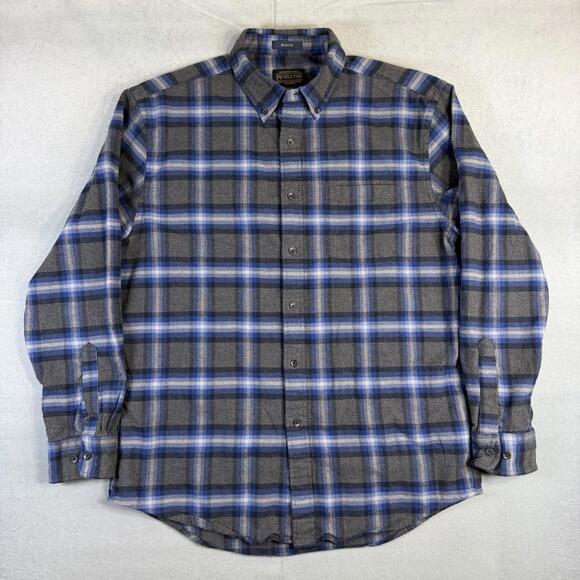 Pendleton Other - Pendleton Mason Shirt Mens Large Blue Gray Plaid Flannel Button Up Long Sleeve